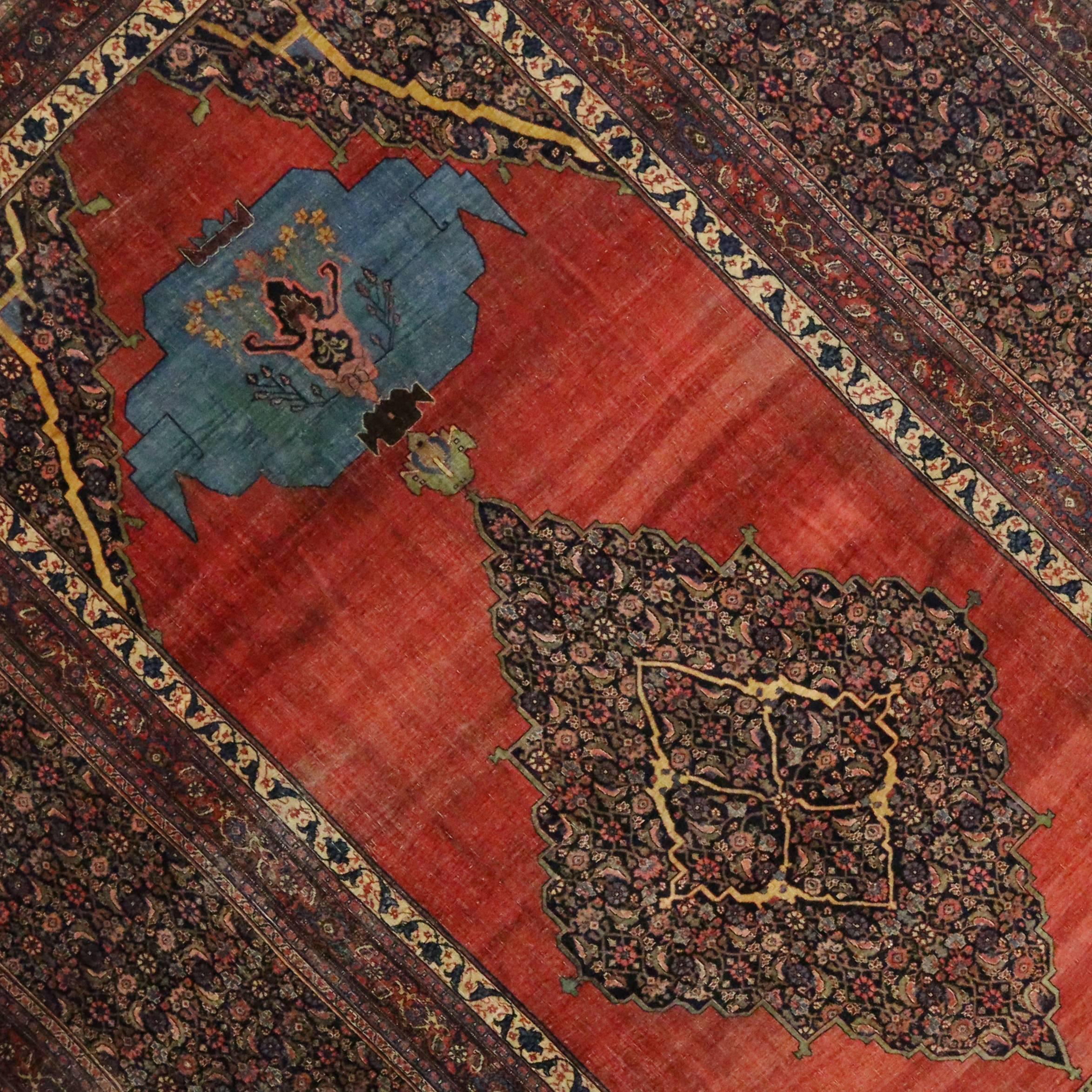 Late 19th Century Antique Persian Bijar Halwai Halvei Rug 1