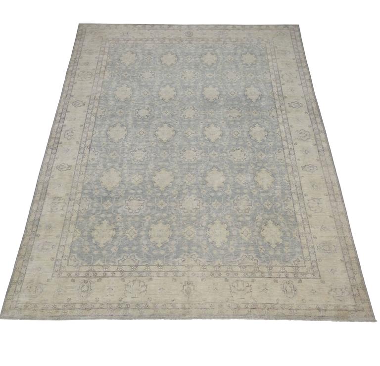 Transitional Rug with Khotan Design in Light Blue and Beige For Sale at
