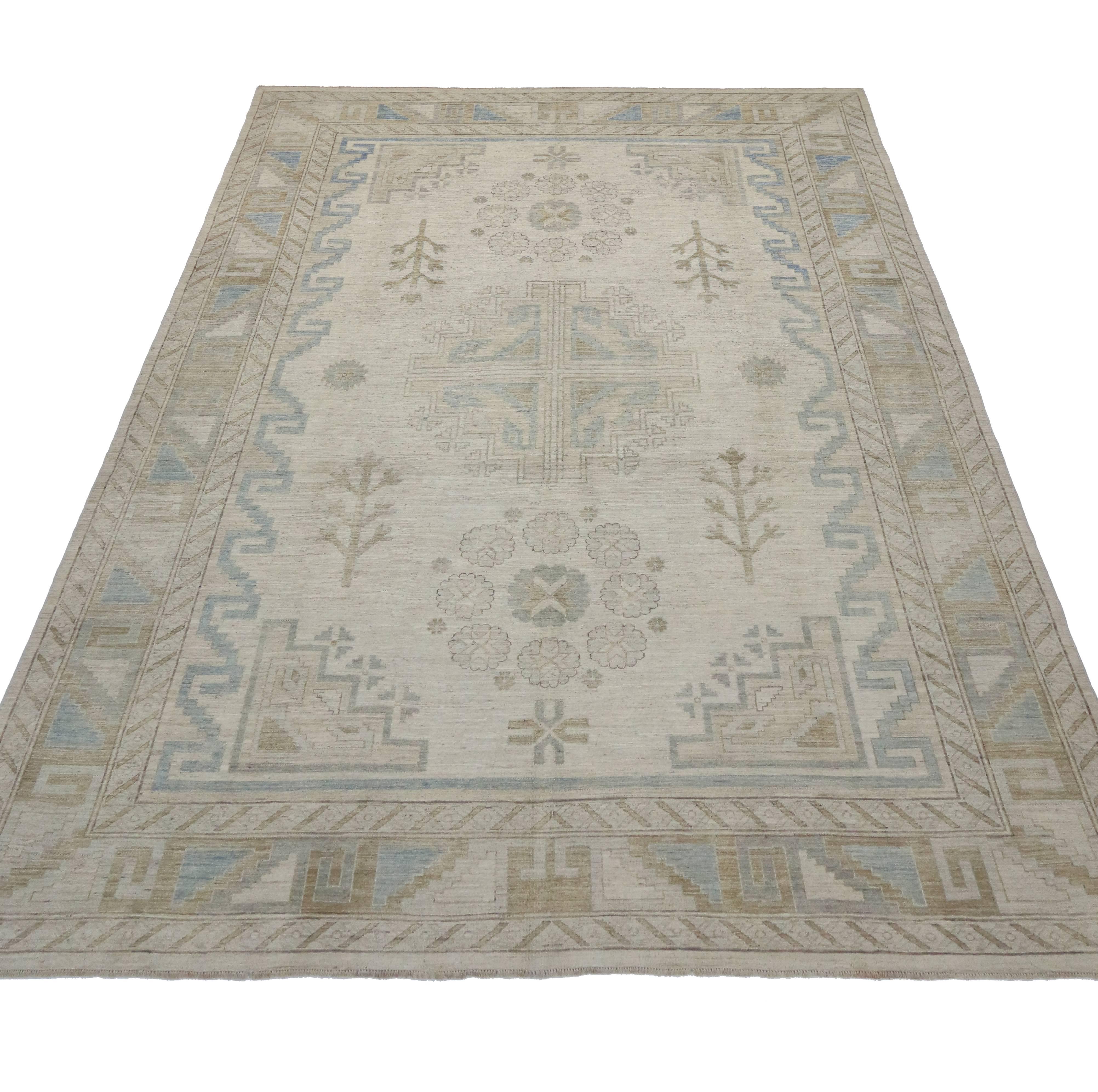 Wool New Transitional Area Rug with Khotan Design in Warm, Neutral Colors