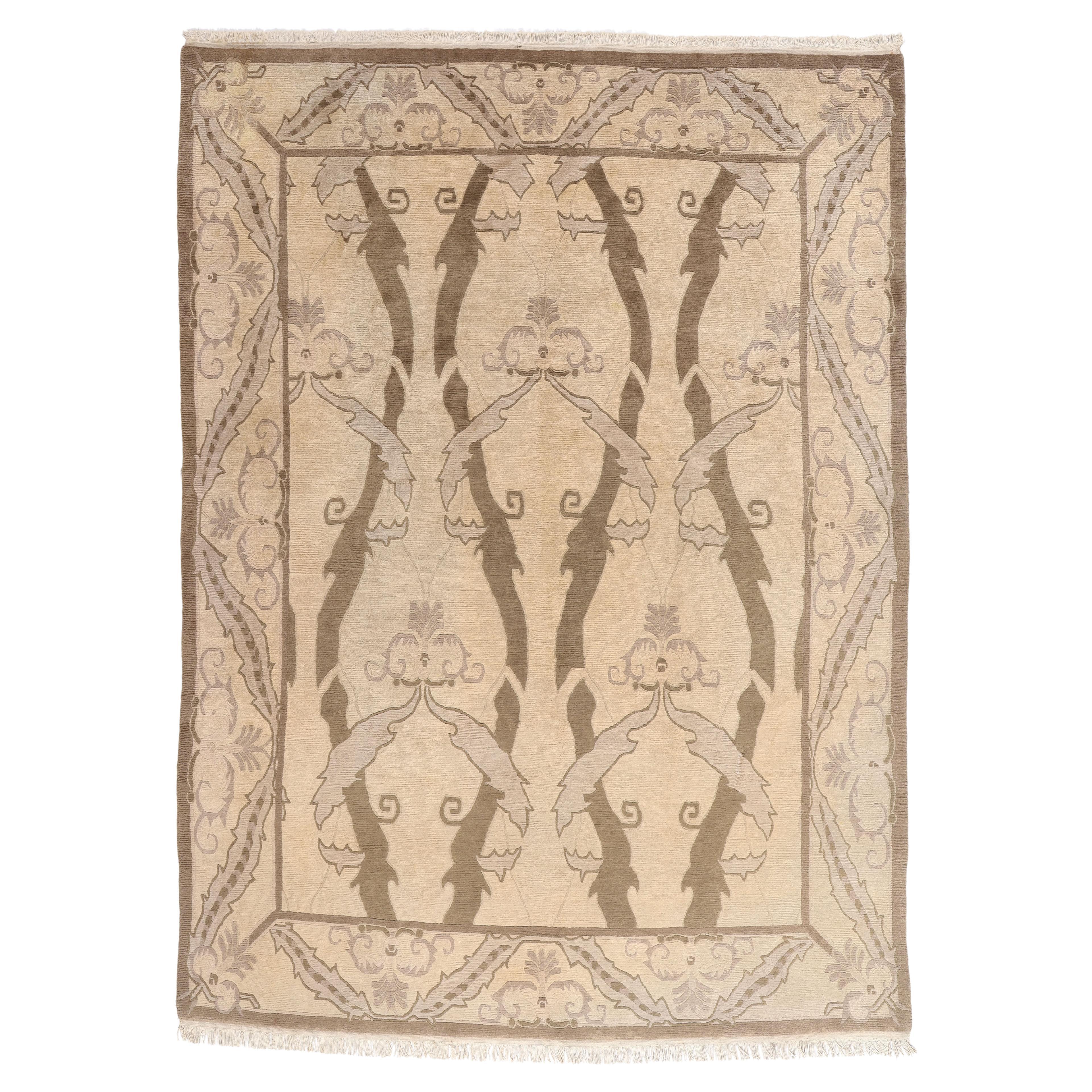 1980's Tibetan Arts & Crafts Style Rug Inspired by William Morris