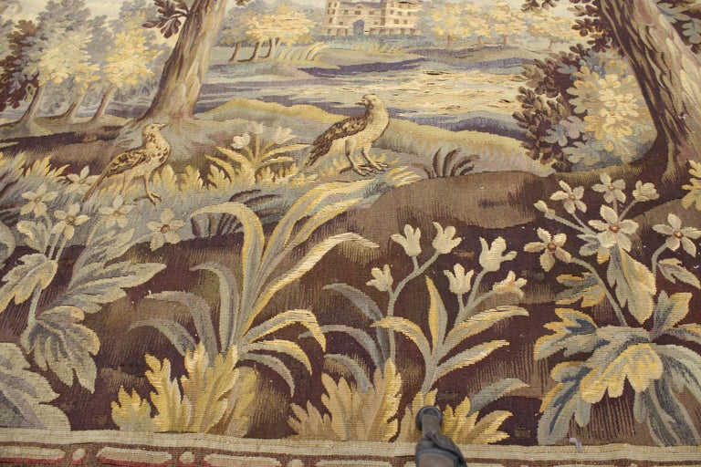 Late 19th Century Antique French Aubusson Verdure Garden Tapestry Wall Hanging At 1stdibs