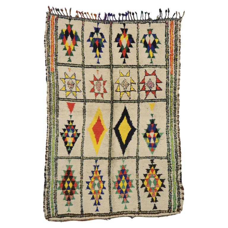 Vintage Berber Moroccan Azilal Rug with Compartment Design and Tribal ...