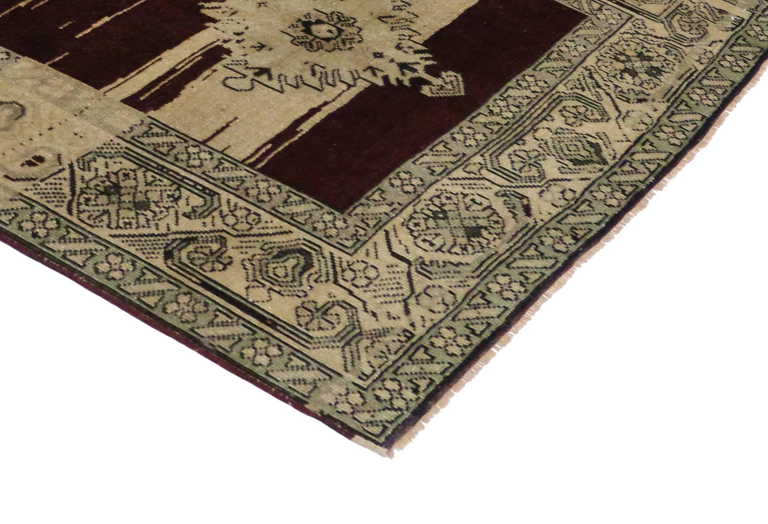 Vintage Turkish Oushak Carpet Runner with Modern Style, Hallway Runner For Sale 1