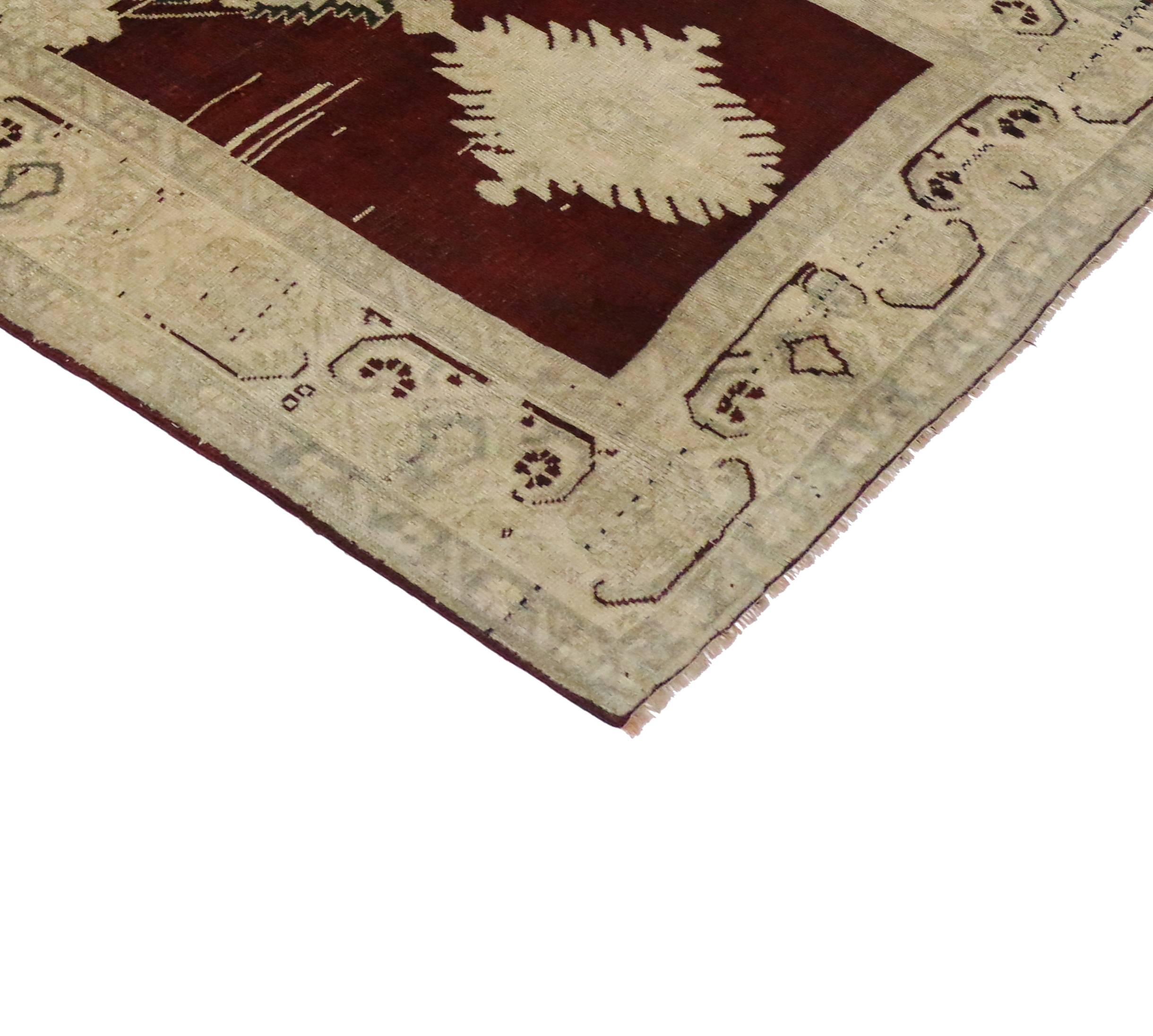 Vintage Turkish Oushak Carpet Runner with Modern Style, Hallway Runner For Sale 3