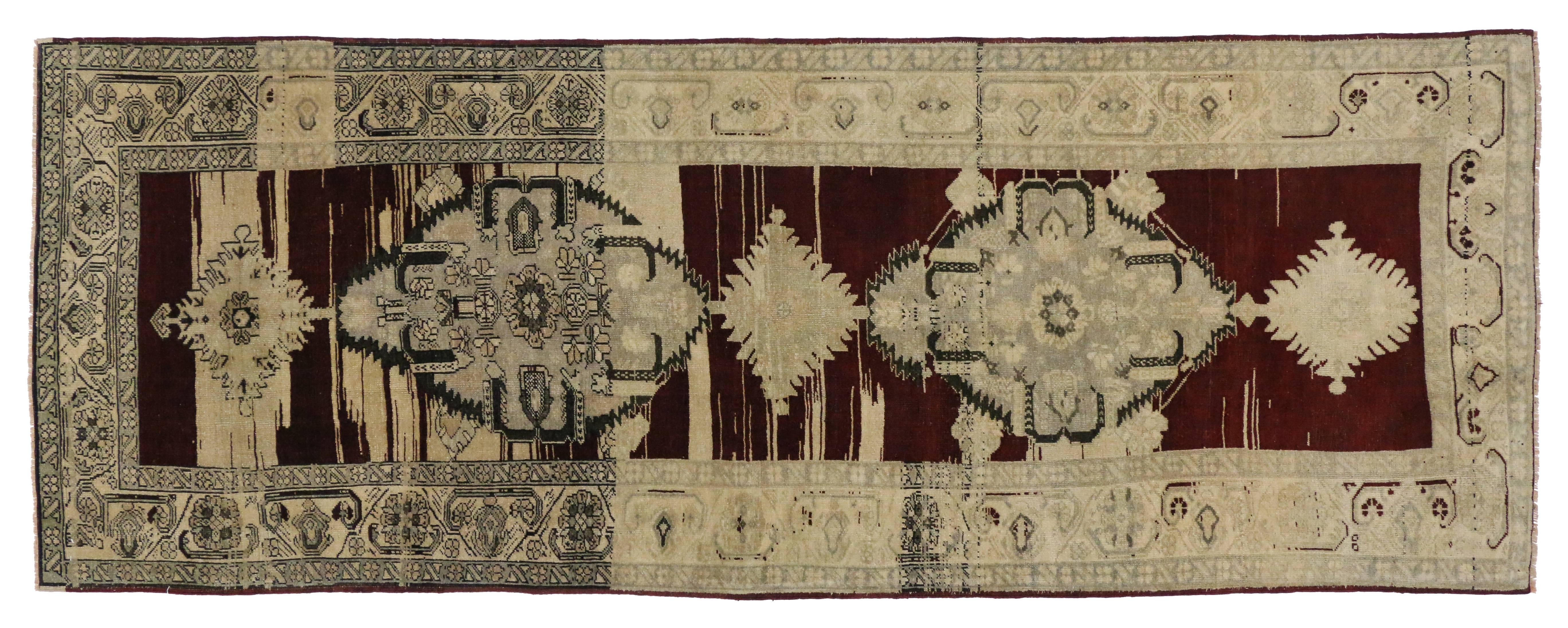 Vintage Turkish Oushak Carpet Runner with Modern Style, Hallway Runner For Sale 4