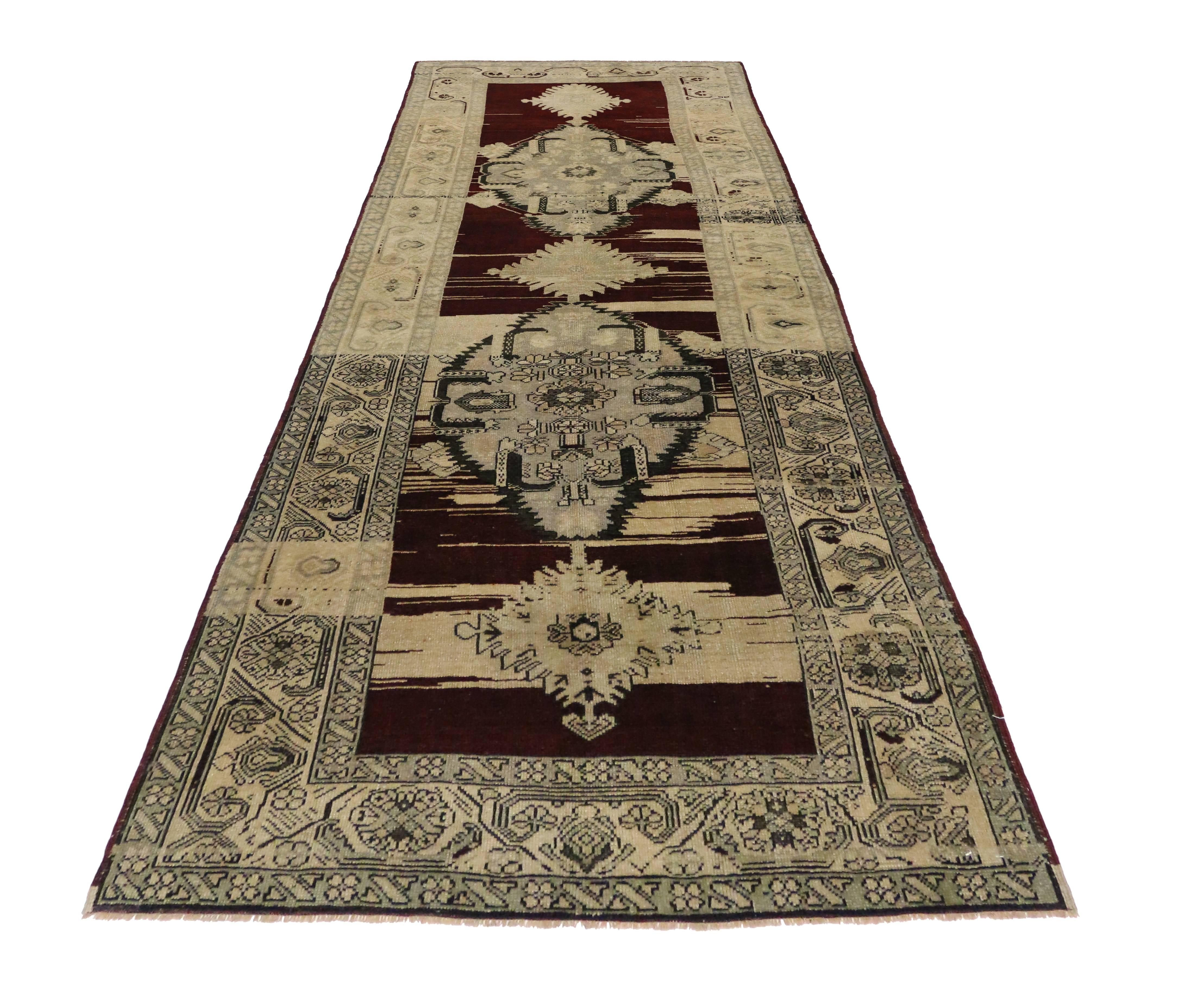 Vintage Turkish Oushak Carpet Runner with Modern Style, Hallway Runner For Sale 5
