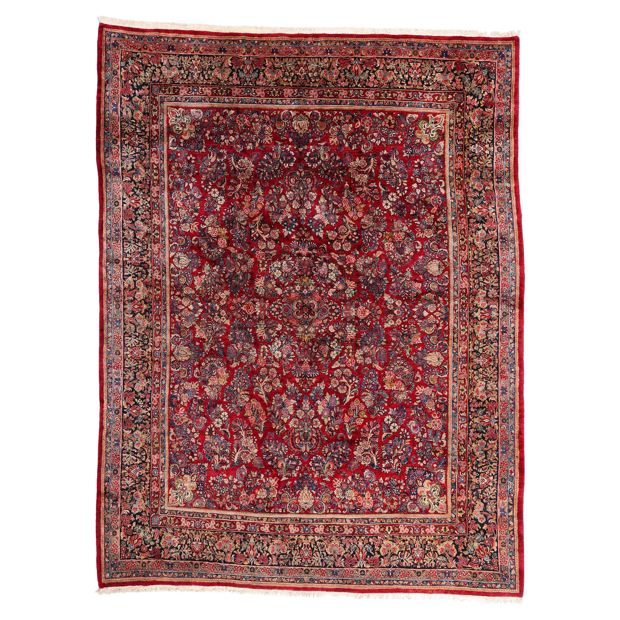 The Sarouk Bloom: A Classical Antique Persian Masterpiece of Qajar Elegance For Sale