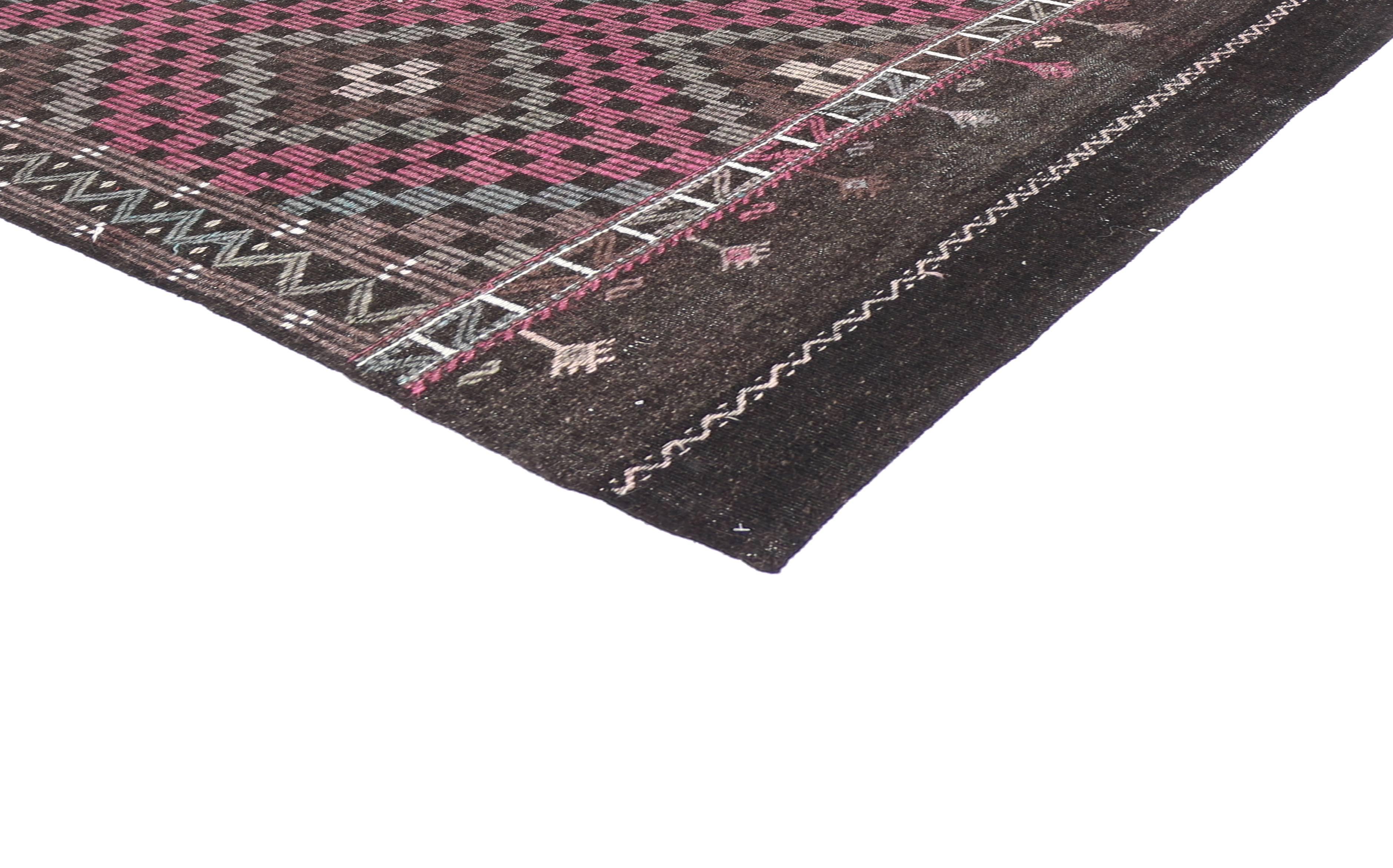Tapis Kilim turc vintage avec style industriel féminin, tapis Kilim tissé à plat en vente 3