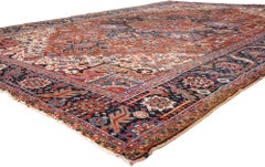 The Imperial Axis: An Antique Persian Heriz Masterpiece of Noble Grandeur