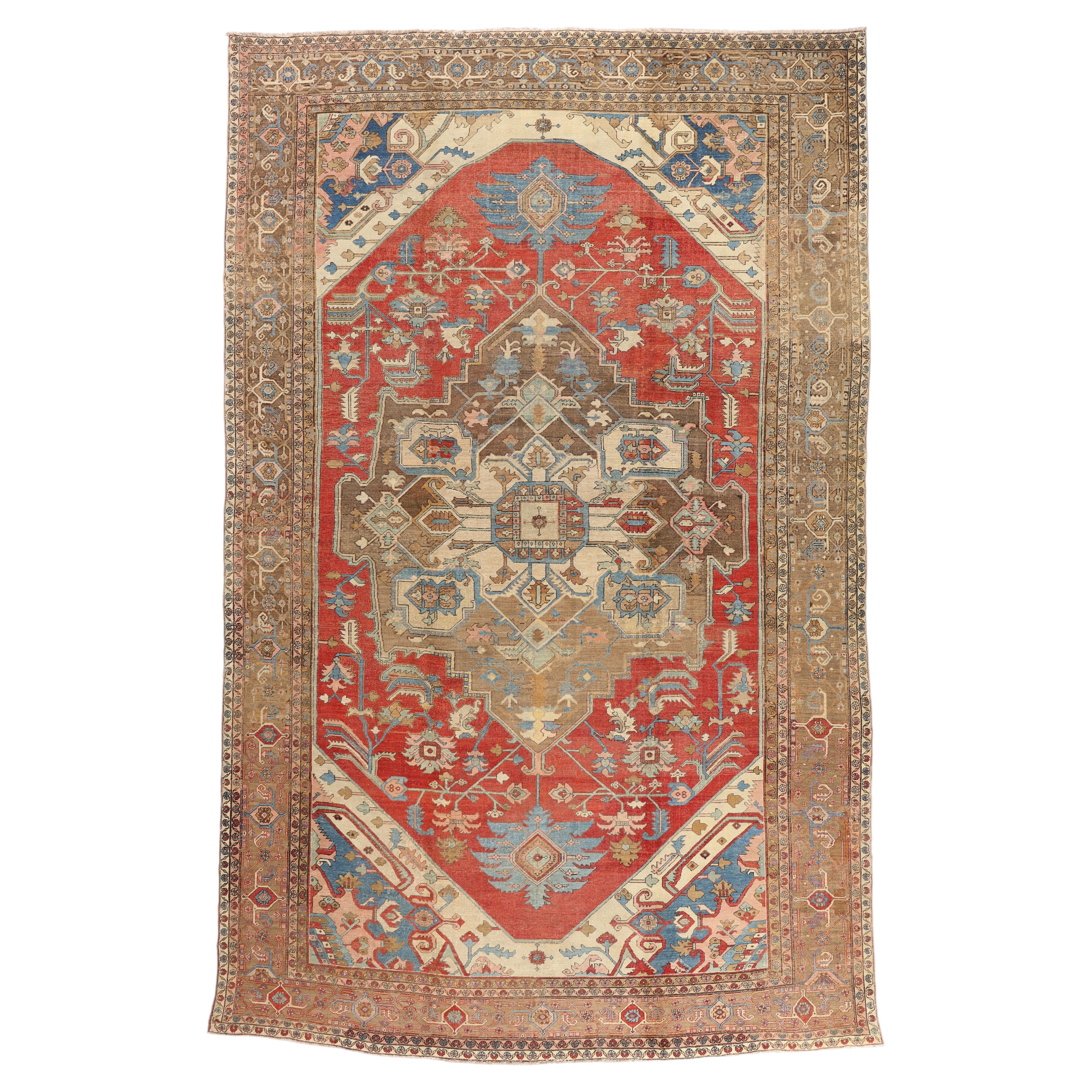 The Sovereign Axis: A Late 19th Century Persian Serapi Masterpiece of Grandeur For Sale
