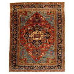 The Imperial Medallion: A Vintage Persian Heriz Masterpiece of Timeless Grandeur