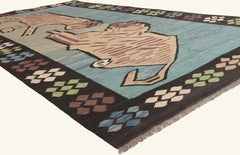 The Caspian Tigers: A Vintage Pakistani Kilim Masterpiece of Eternal Devotion