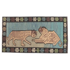 The Caspian Tigers: A Vintage Pakistani Kilim Masterpiece of Eternal Devotion