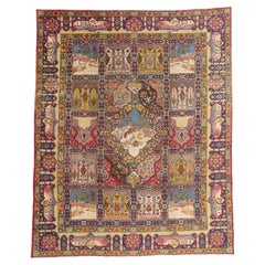 The Paradise Pavilion: Antique Persian Tabriz Masterpiece of Imperial Splendor