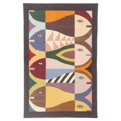 «The Cubist Shoal»: una obra maestra contemporánea del kilim indio, ejemplo de abstracción modernista