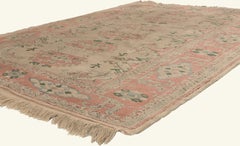 The Refined Reverie: A Vintage Turkish Oushak Masterpiece of Timeless Elegance