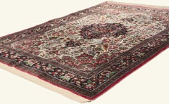 The Imperial Garden: A Vintage Persian Silk Qum Masterpiece of Floral Splendor