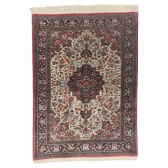 The Imperial Garden: A Vintage Persian Silk Qum Masterpiece of Floral Splendor