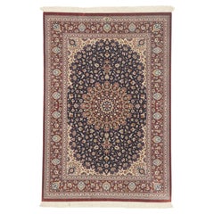 The Royal Arabesque: A Vintage Persian Silk Qum Masterpiece of Timeless Opulence
