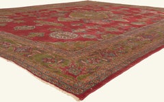The Ruby Garden: Late 19th Century Persian Sultanabad Masterpiece of Grandeur