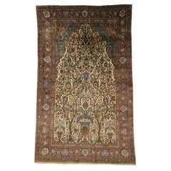 The Celestial Sanctuary: Antique Mohtasham Kashan Silk Masterpiece of Paradise