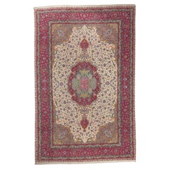 The Rococo Reverie: A Vintage Persian Tabriz Masterpiece of Palatial Splendor