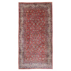 The Crimson Conservatory: Antique Persian Sarouk Masterpiece of Floral Opulence
