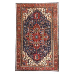 The Crimson Sovereign: Late 19th Century Persian Serapi Masterpiece of Elegance