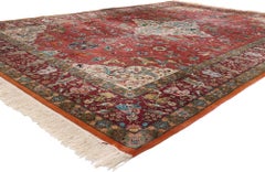 The Crimson Court: A Rare Persian Tabriz Hunting Rug of Aristocratic Grandeur