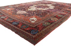 The Moonlit Emblem: Antique Persian Sarouk Farahan Masterpiece of Regal Splendor