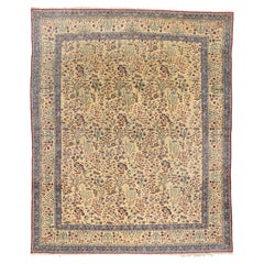 The Eternal Garden: Vintage Persian Tudeshk Nain Masterpiece of Botanical Grace
