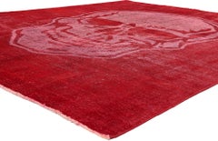 The Crimson Rebellion: A Vintage Overdyed Skull Rug of Avant-Garde Allure