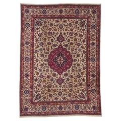 The Sovereign Bloom: An Antique Persian Mashhad Masterpiece of Palatial Elegance
