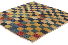 The Modernist Mosaic: A Vintage Persian Gabbeh Masterpiece of Geometric Artistry
