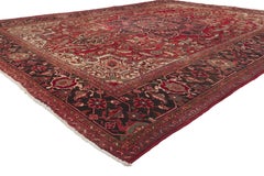 The Crimson Reverie: An Antique Persian Heriz Masterpiece of Timeless Grandeur