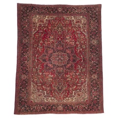 The Crimson Reverie: An Antique Persian Heriz Masterpiece of Timeless Grandeur