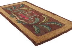 The Heritage Bouquet: Antique American Hooked Masterpiece of Timeless Folk Art