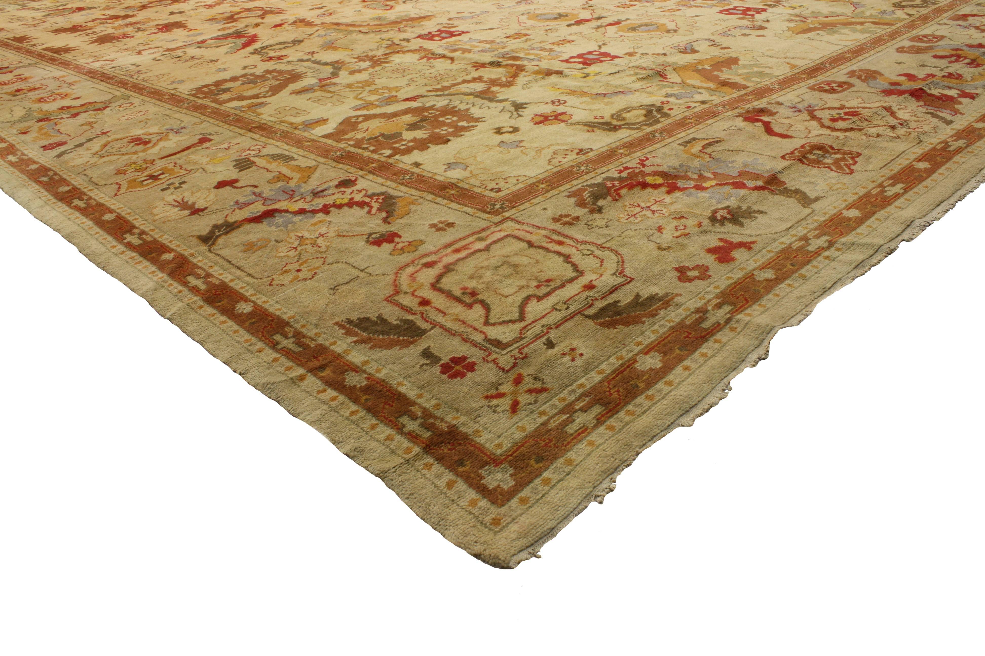 76751 Arts & Craft Style Vintage Portuguese Palace Size Rug, 'Cuenca Carpet'  15'00 x 27'07. This vintage Portuguese palace size rug, also referred as a Cuenca Carpet, from Portugal features an Arts & Crafts style that has held up nicely with the