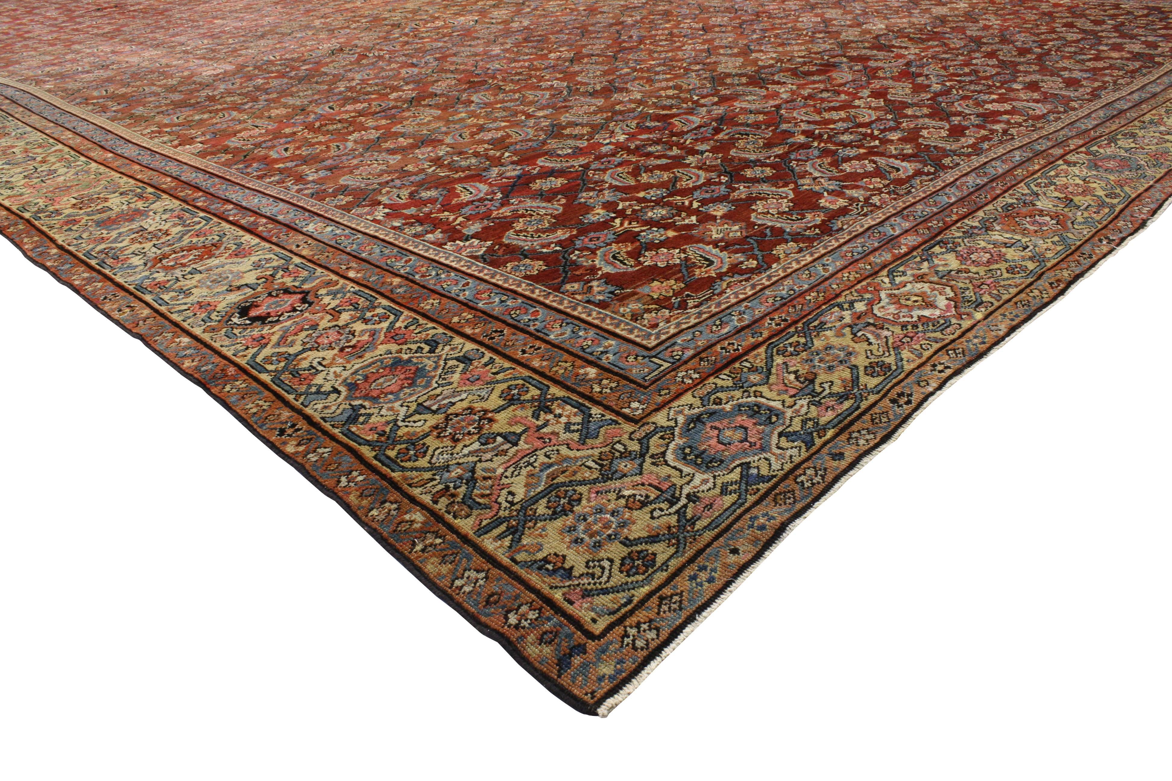 Sarouk Farahan 1880s Oversized Antique Persian Farahan Rug, Hotel Lobby Size Carpet For Sale