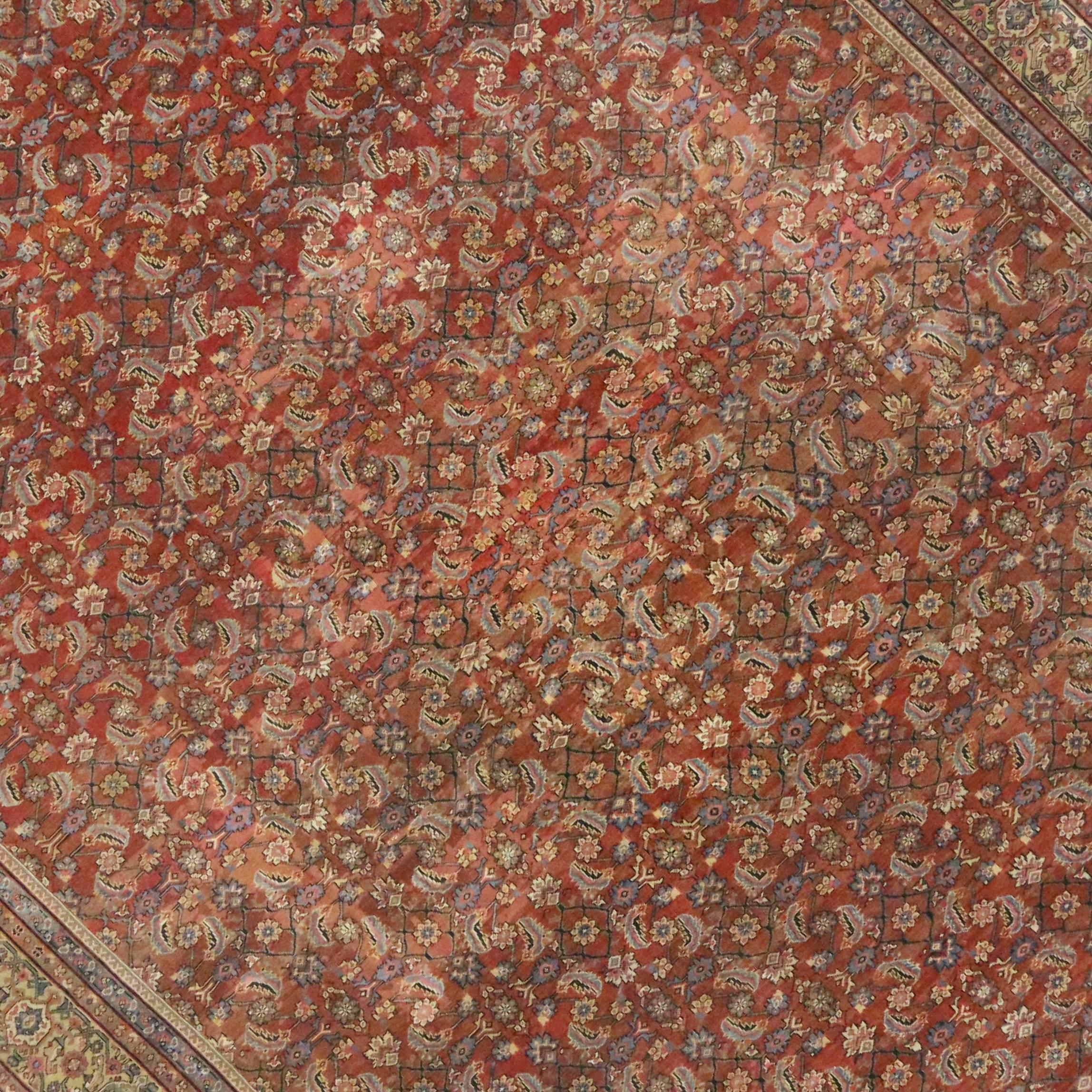 Antiker persischer Farahan-Mansion-Teppich im jakobinischen Stil, palastgroßer Perserteppich (Persisch) im Angebot