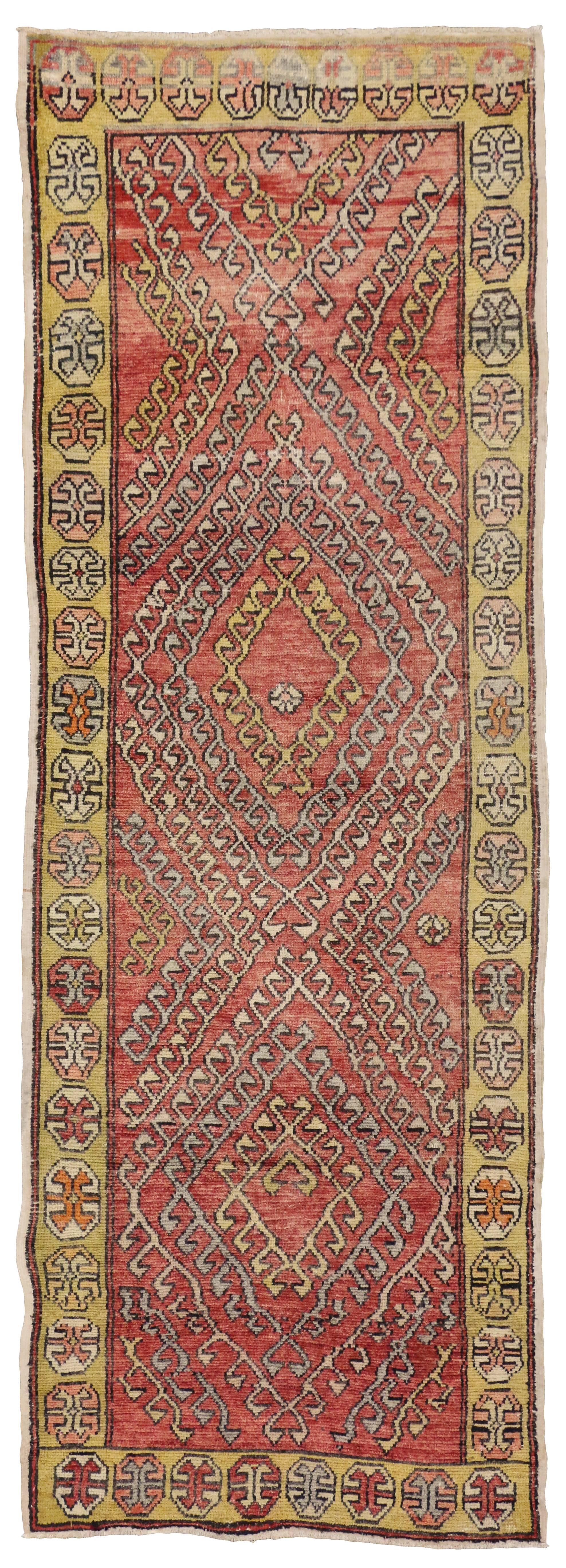 Vintage Turkish Oushak Runner with Modern Tribal Style For Sale 3