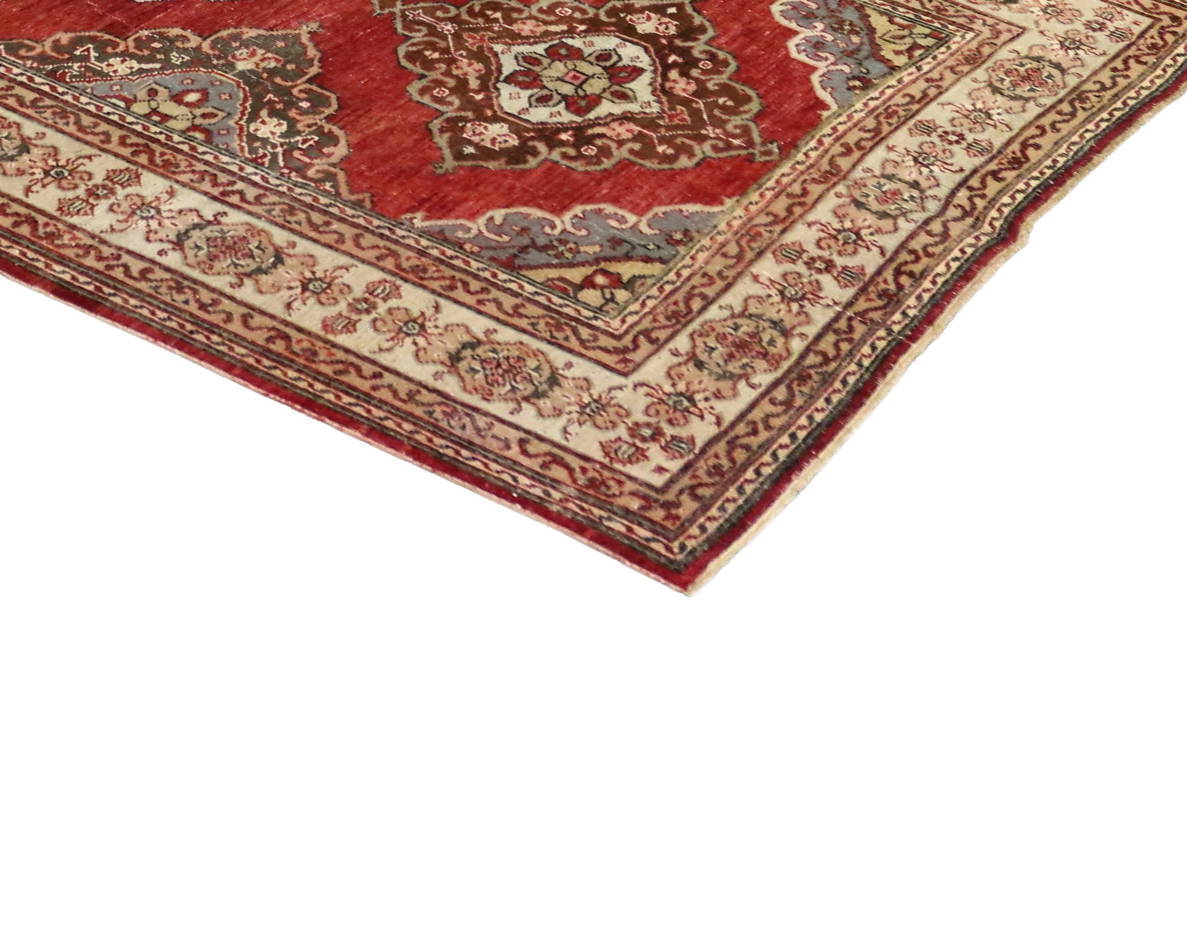 20th Century Pair of Vintage Turkish Oushak Carpet Runners with Traditional Modern Style For Sale