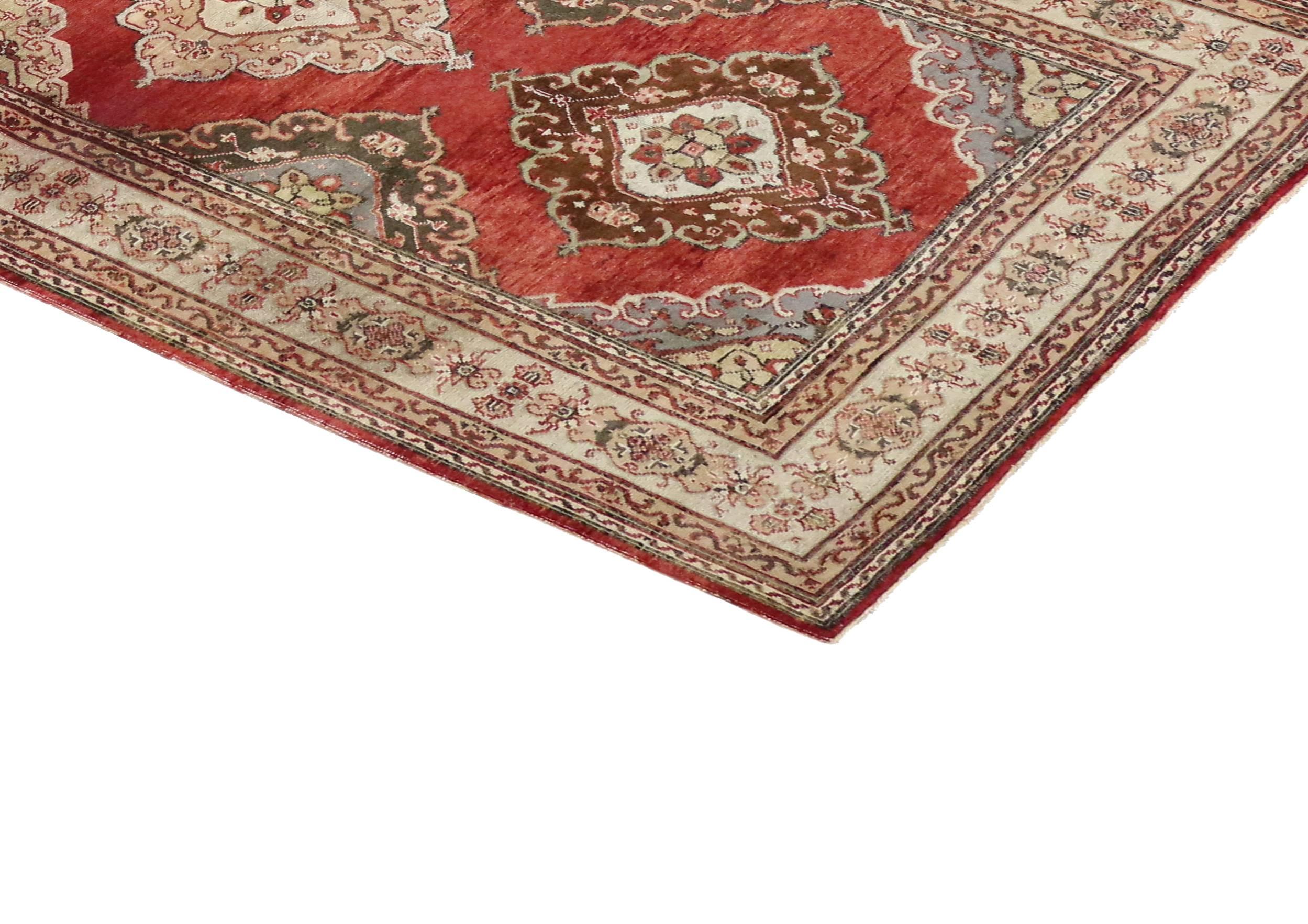 Pair of Vintage Turkish Oushak Carpet Runners with Traditional Modern Style For Sale 2