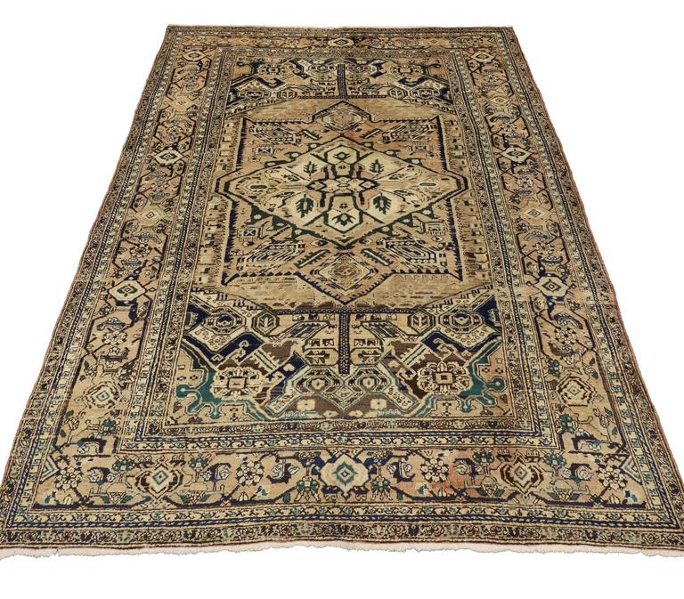 Vintage Persian Heriz Rug with Modern Style For Sale at 1stdibs