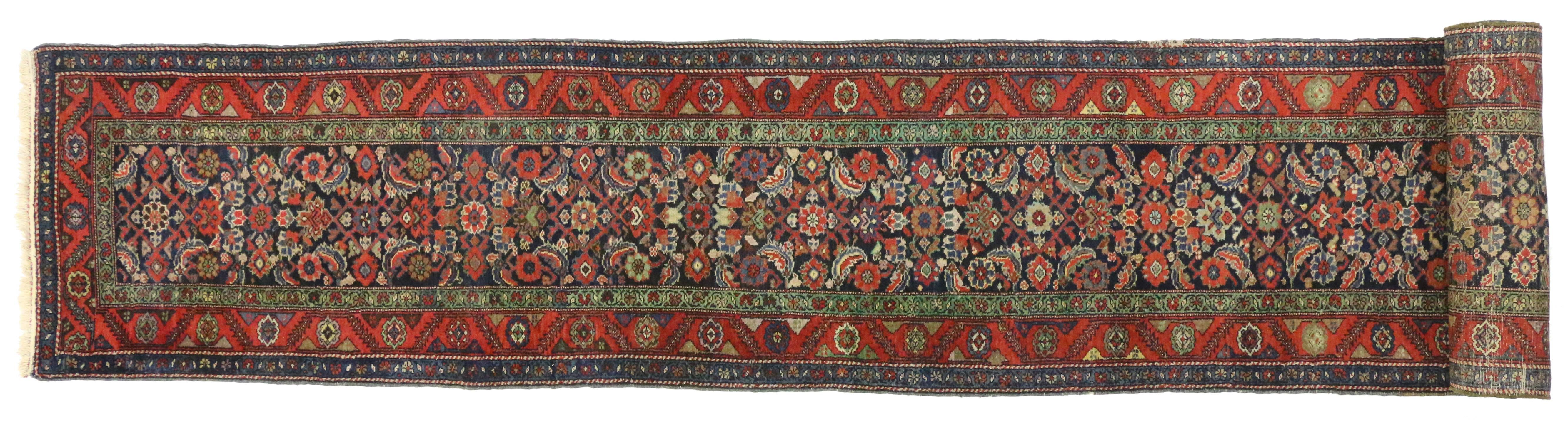 Malayer Antique Persian Bibikabad Carpet Runner, Extra Long Persian Runner