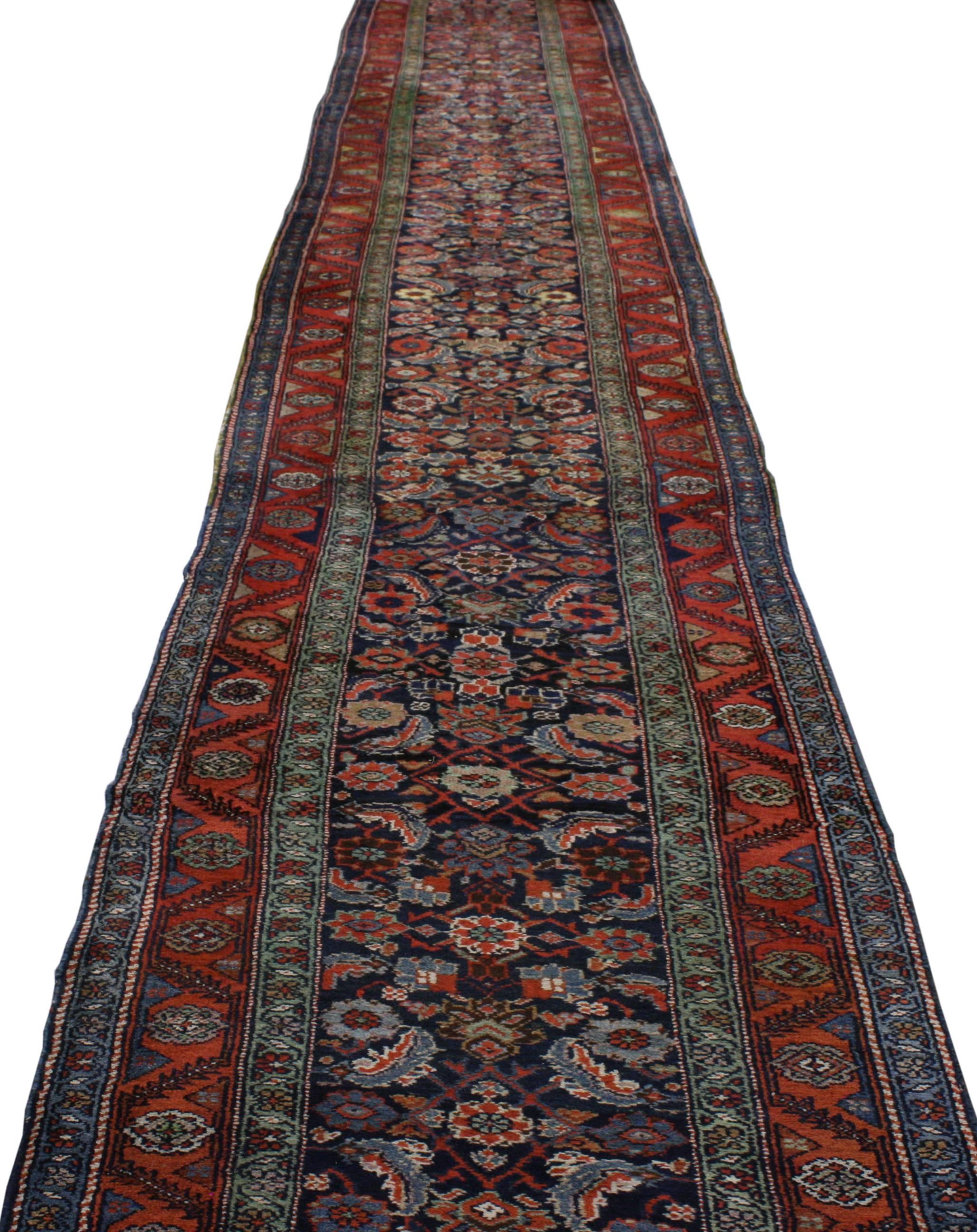 20th Century Antique Persian Bibikabad Carpet Runner, Extra Long Persian Runner