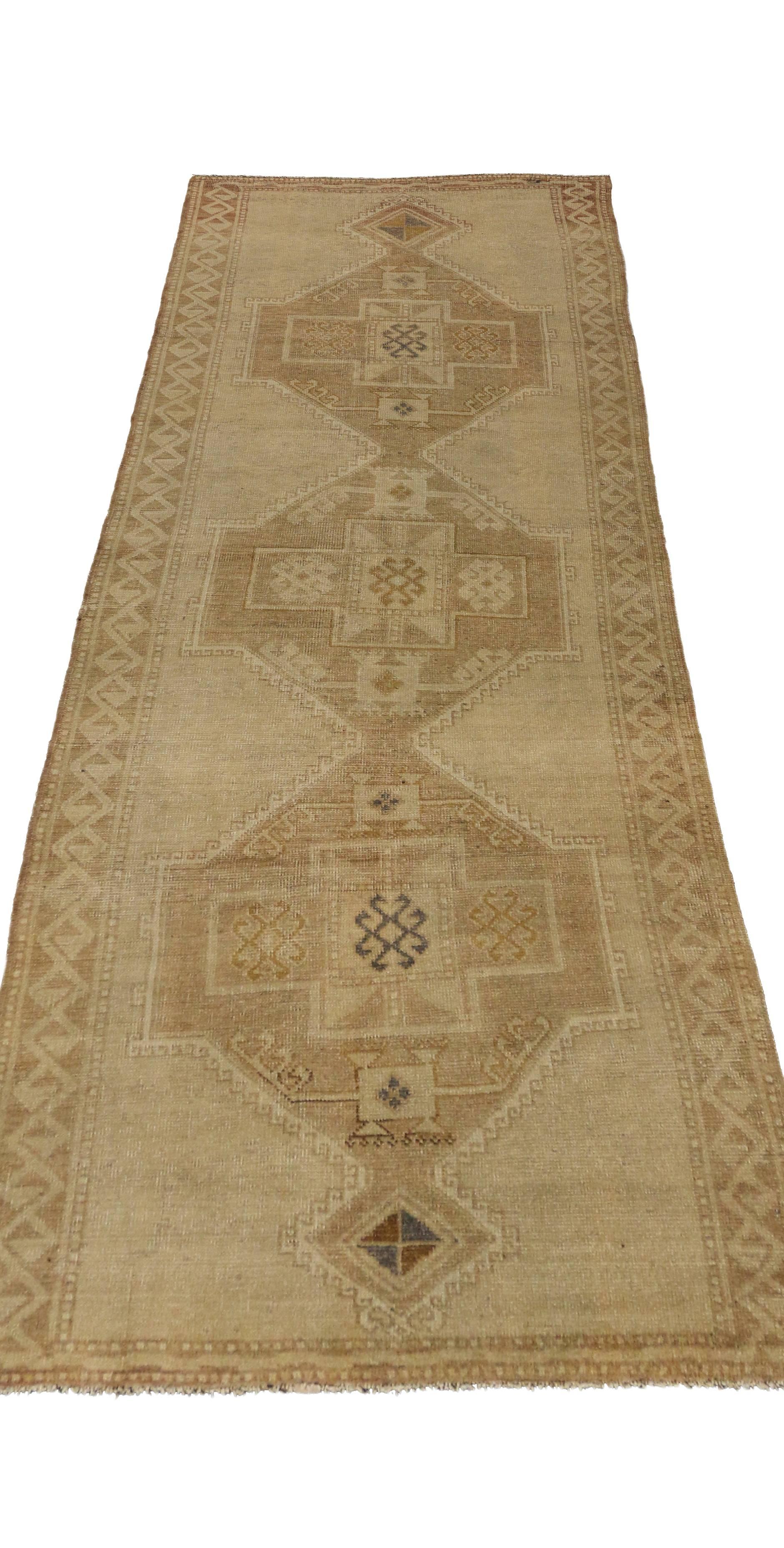 Vintage Turkish Oushak Carpet Runner with Modern Style and Muted Colors For Sale 4