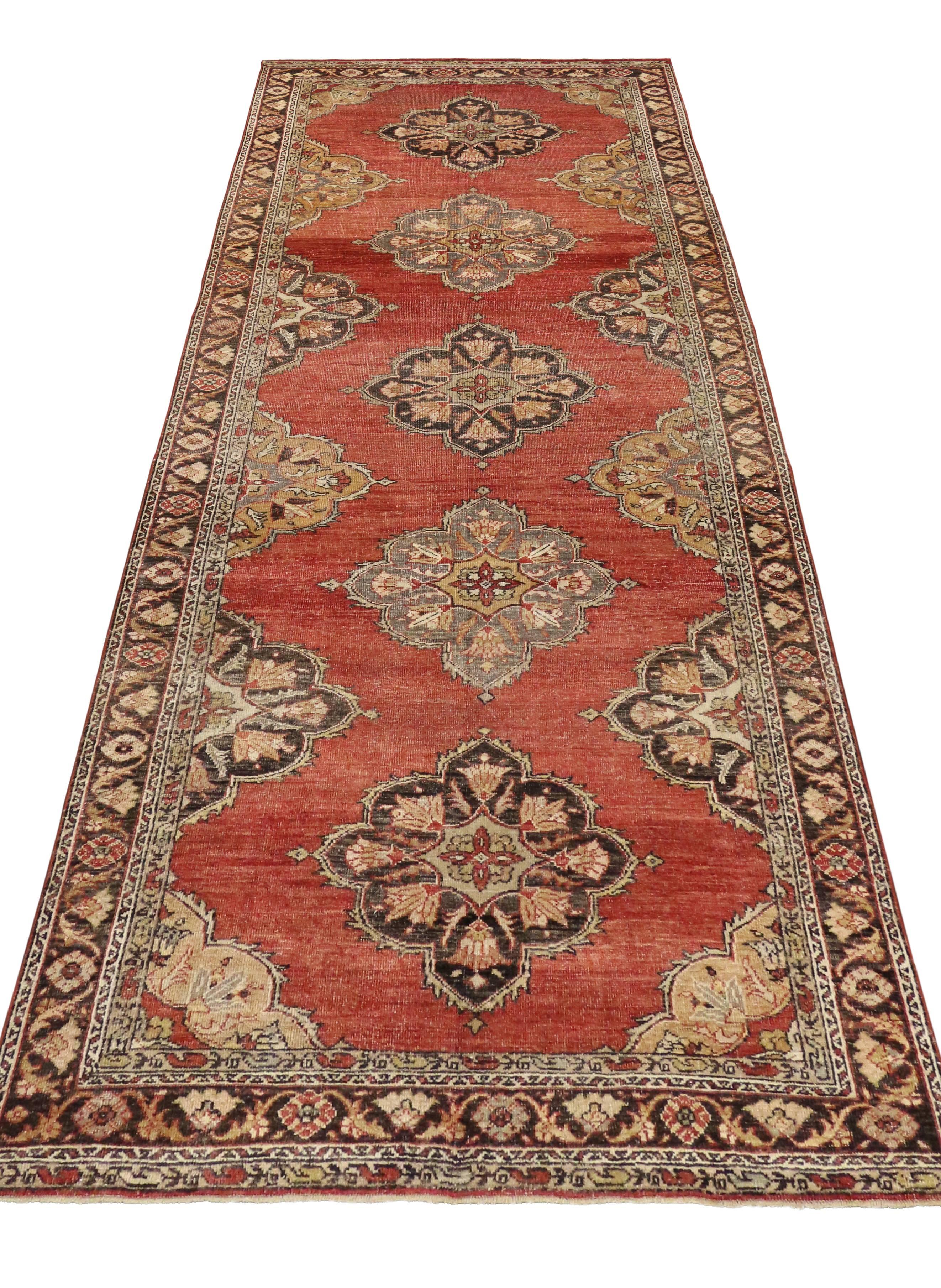 20th Century Vintage Turkish Oushak Runner with Modern Traditional Style For Sale