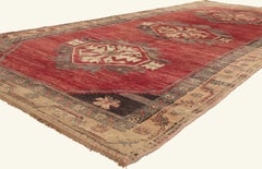The Crimson Legacy: A Vintage Turkish Oushak Masterpiece of Anatolian Heritage