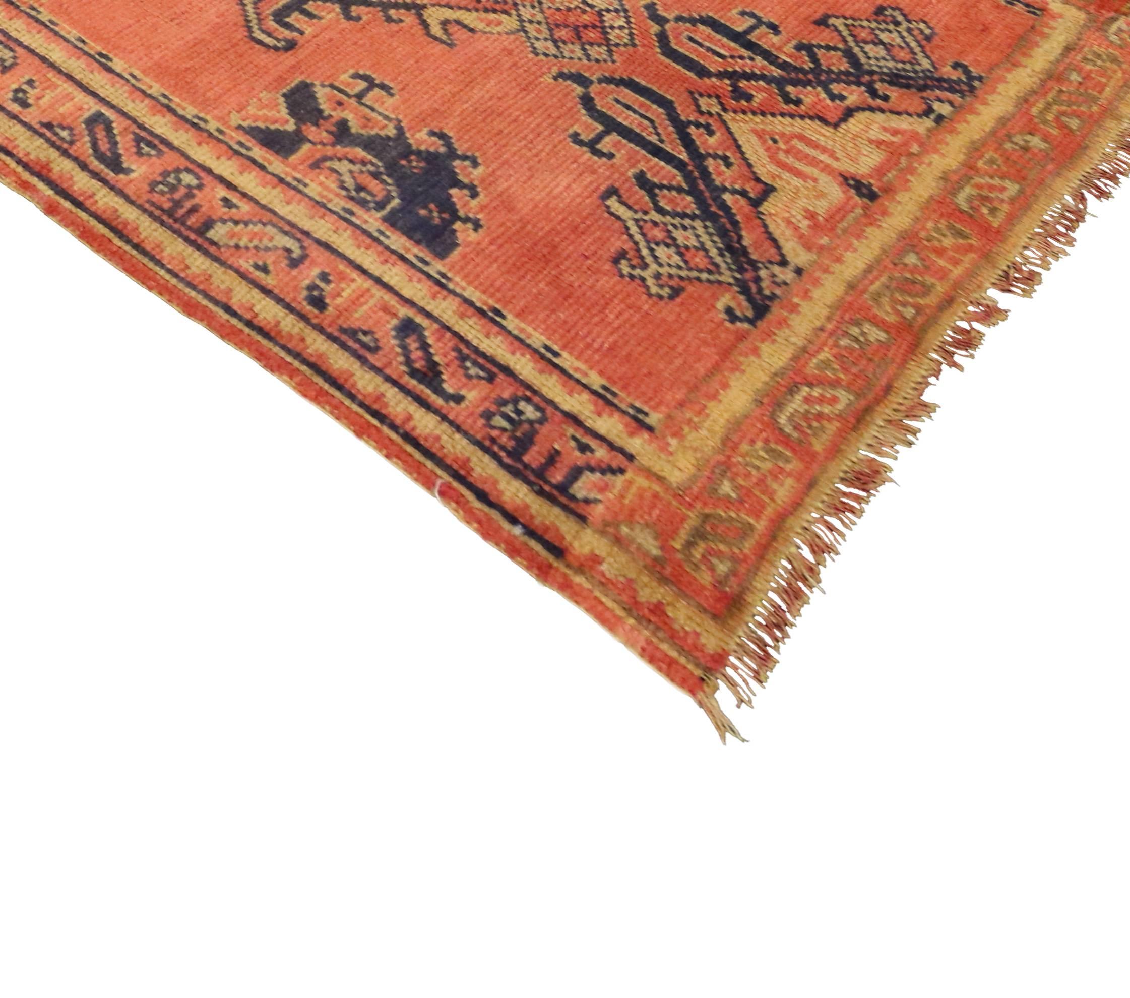 Vintage Turkish Oushak Runner with Eclectic Northwestern Style, Hallway Runner For Sale 2